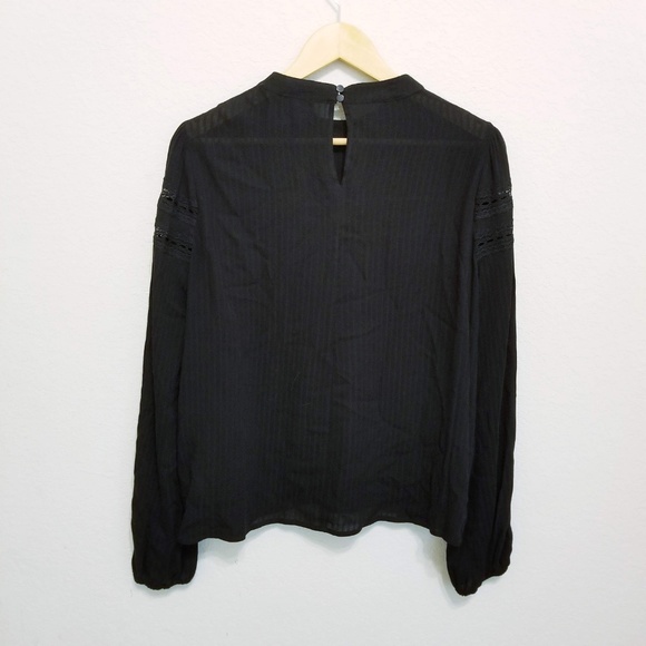 1. State Black Embroidered Yoke Top Long Sleeves - Picture 4 of 7